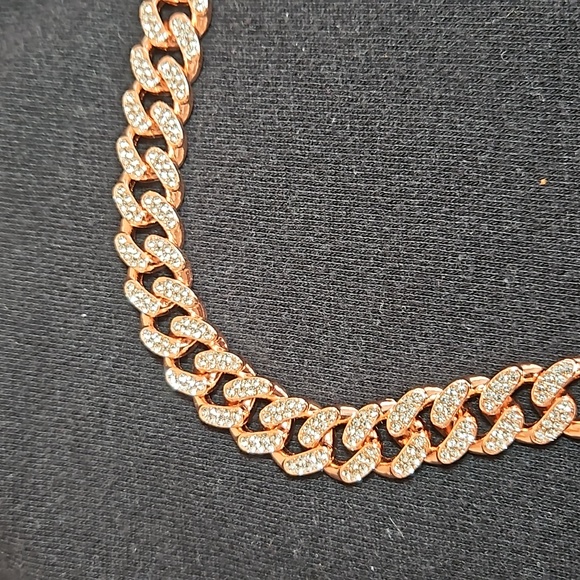 Brand New Rose Bling Bling Cuban Link Decorative Dog Collar - Picture 5 of 9